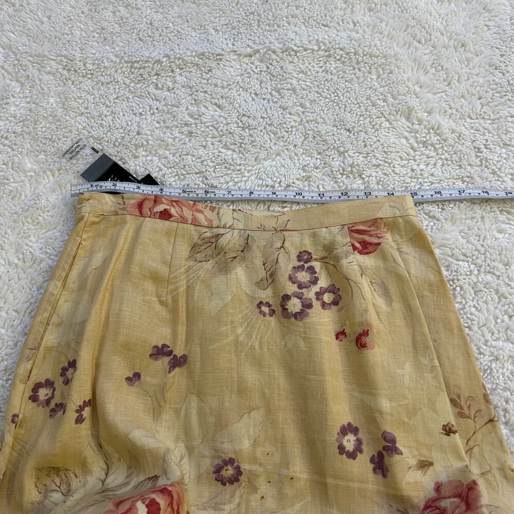 NWT LRL Womens Sz 4 Biege Floral Button Front Linen Maxi Skirt Cottagecore Soft - Picture 4 of 6